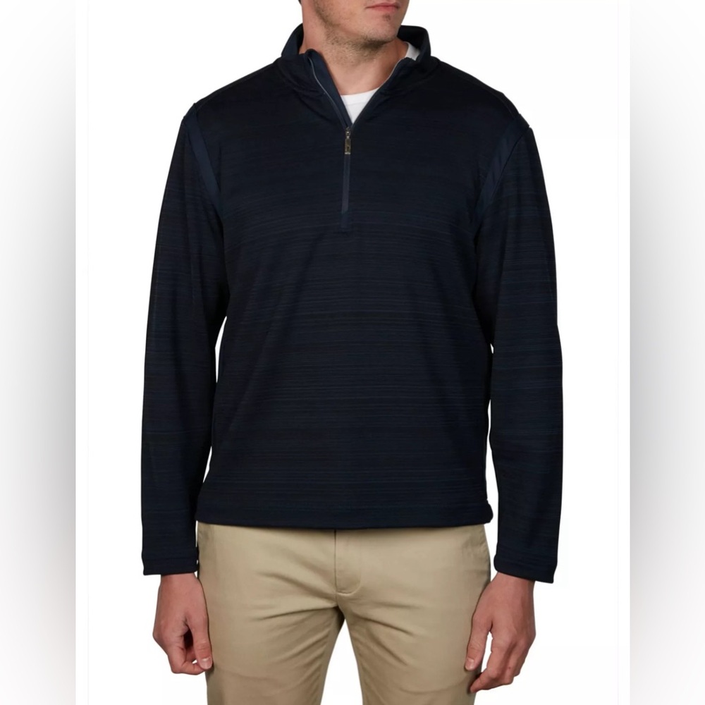 TOMMY BAHAMA NWOT MEN’S ISLANDZONE TIDAL STRIPE 1/2 ZIP IN NAVY BLUE SZ SMALL